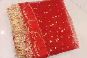Baat Pakki Dupatta in Red Colour for Baat Pakki Rasam for Bride ( Approx 2.5 Yard) )