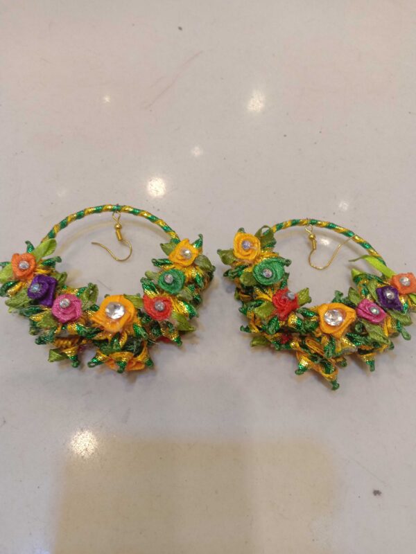Gota Earing (Green Multi Colour) (Ideal for Mehndi)
