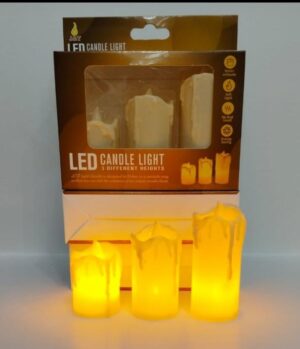 Pack Of 3 White LED Candles