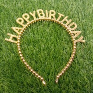 Gold "Happy Birthday" Beaded Party Tiara