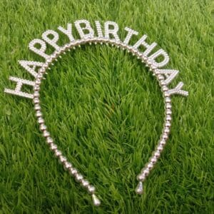 Silver "Happy Birthday" Beaded Party Tiara (Copy)