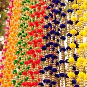 Mehndi Multi Color Ball Hangings (6 Pcs Pack)