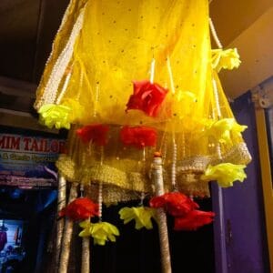 Mehndi Flower Entry Dandi Dupatta (Yellow)