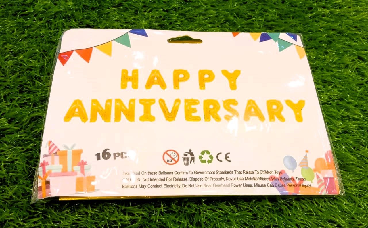 Happy Anniversery Foil Balloon for Backdrop Decor (Gold)
