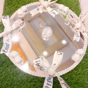 Baat Pakki Ring Tray for Engagement / Baat Pakki / Date Fix (White Theme) (Single Ring)