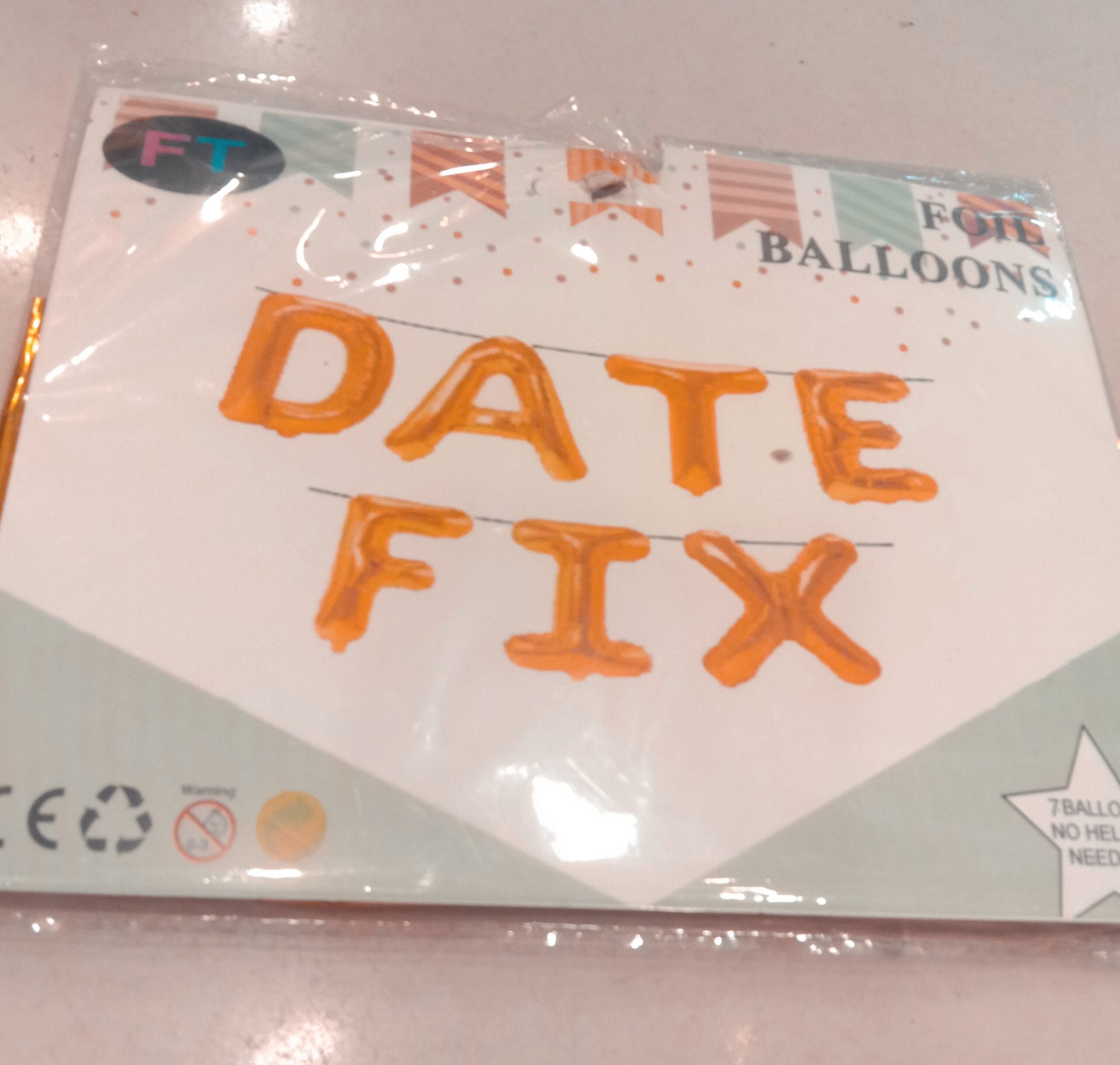 Date Fix Foil Letter Balloons (7pcs) (Gold)