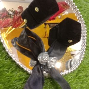 Round Ring Tray For Engagement / Baat Pakki / Date Fix (Black Theme) (Double Ring)