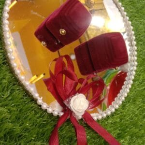 Round Ring Tray For Engagement / Baat Pakki / Date Fix (Mehroon Theme) (Double Ring)