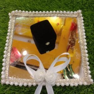 Square Ring Tray For Engagement / Baat Pakki / Date Fix (Black & White Theme) (Single Ring)
